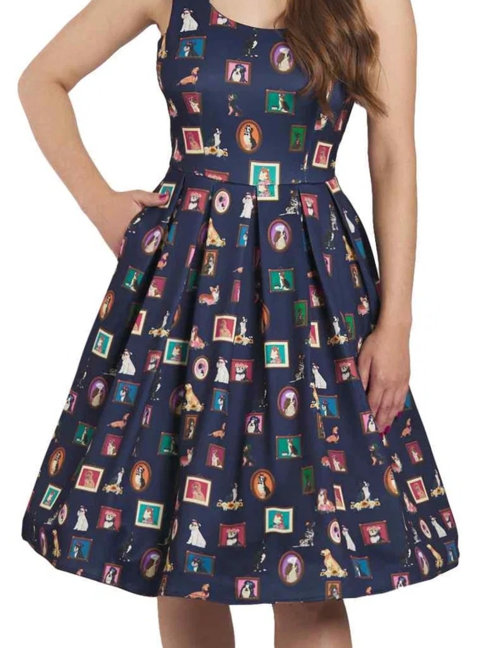 Amanda Dog Frame Navy Circle Dress
